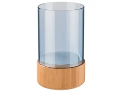 Glazen windlicht met houten voet<LIVARNO home