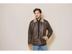 Heren bikerjack met imitatiebont<LIVERGY® Discount