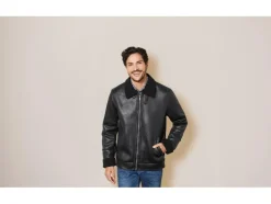 Heren bikerjack met imitatiebont<LIVERGY® Discount