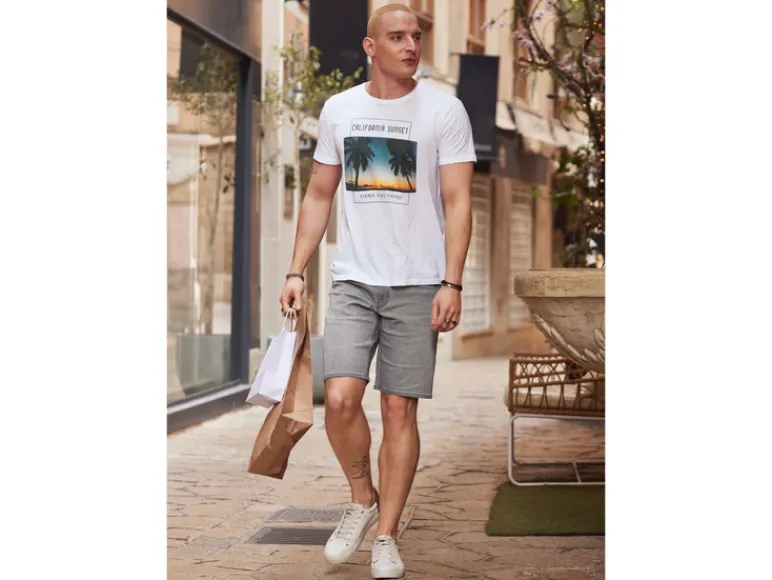 Heren sweatdenim korte broek<LIVERGY® Hot