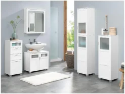Hoge badkamerkast en onderkast wastafel Basel<LIVARNO home Outlet