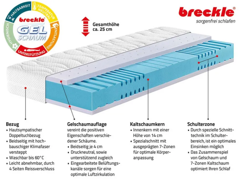 Koudschuim matras Gel-Sensation First Class<Breckle Clearance