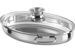 RVS braadpan ovaal 38 cm, 3 in 1<GSW