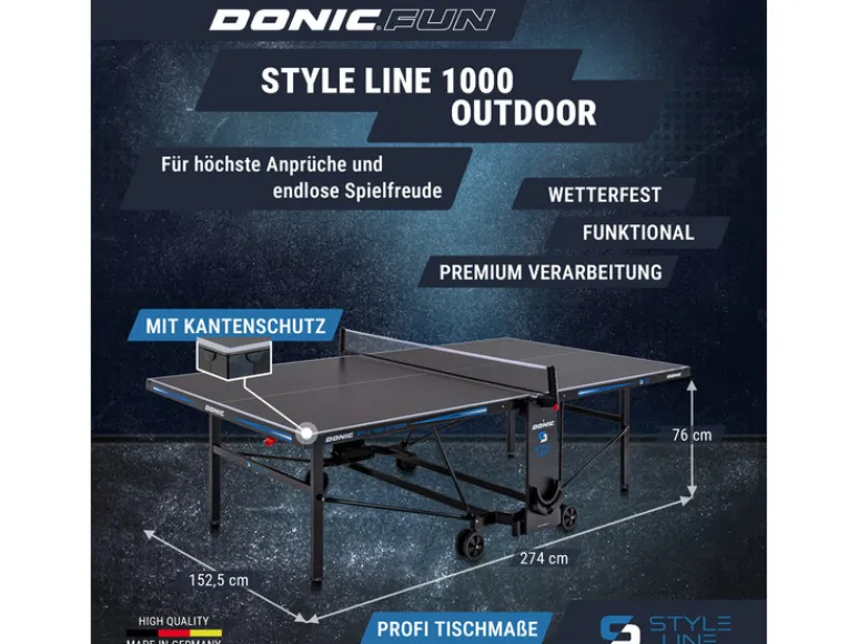Tafeltennistafel STYLE 1000 Outdoor<DONIC Hot