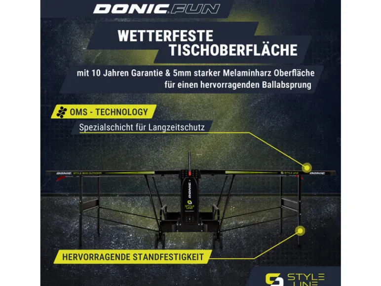 Tafeltennistafel STYLE 800 Outdoor<DONIC Hot