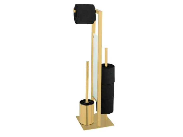 Toiletrolhouder met toiletborstel Rivalta Gold<Wenko Online