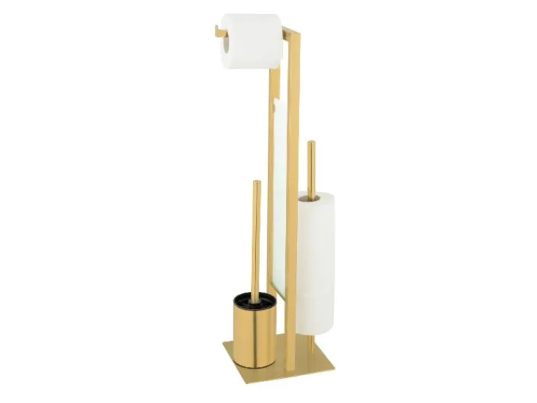 Toiletrolhouder met toiletborstel Rivalta Gold<Wenko Online